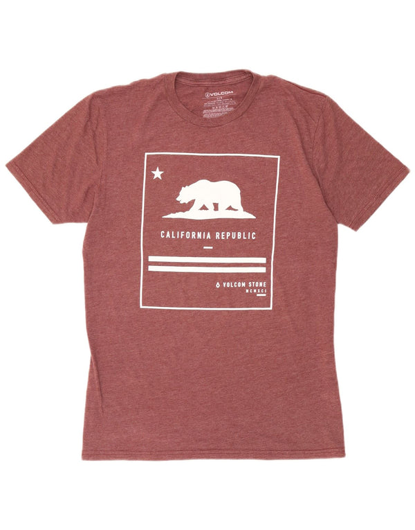 Volcom Camiseta gráfica para hombre Top grande de algodón burdeos