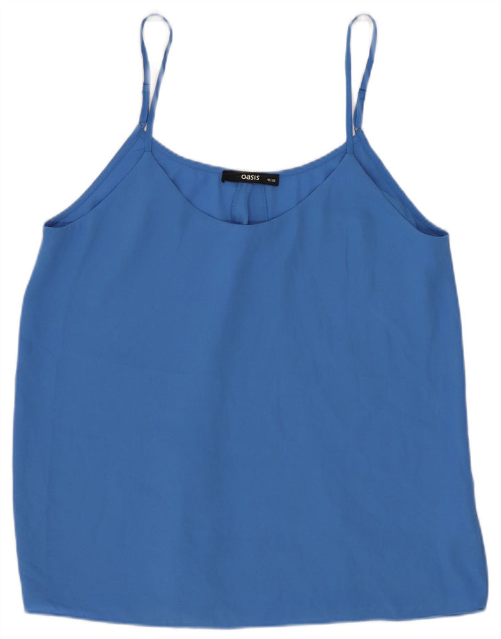 Oasis Mujer Crop Cami Top UK 10 Pequeño Poliéster Azul