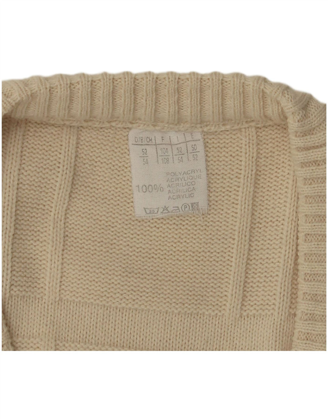 VINTAGE Chaleco para hombre Camiseta sin mangas IT 52/54 Poliacrílico blanco roto grande