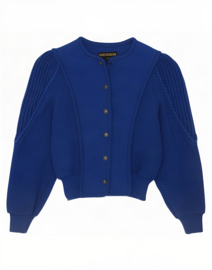 Geiger - Cárdigan para mujer, talla 36, color azul pequeño, lana virgen