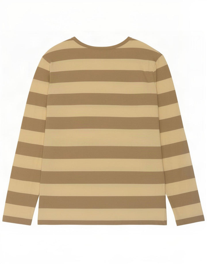 Camiseta Gap Hombre Manga Larga Algodón A Rayas Beige Medio