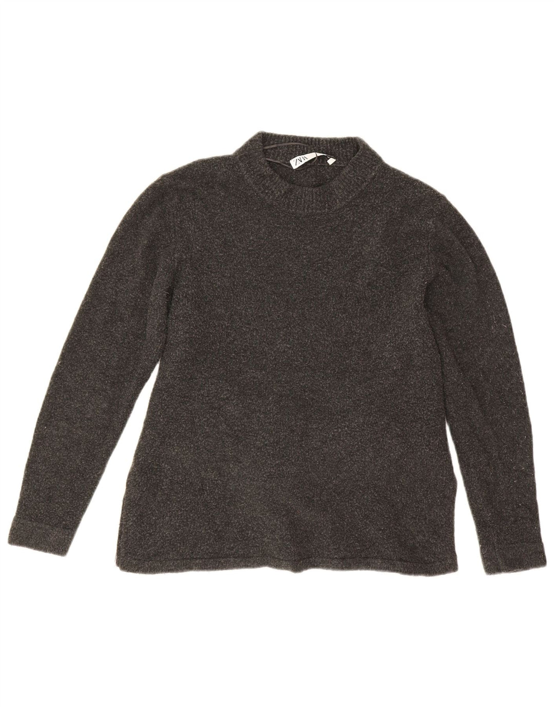 Zara - Jersey de cuello redondo para mujer, talla 40, color gris medio