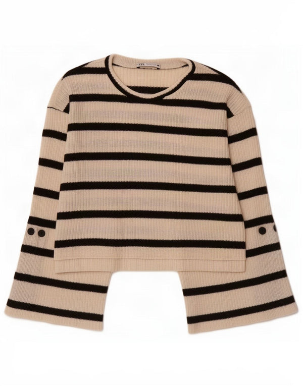 Zara Jersey corto con cuello barco para mujer UK 40 Pequeño Blanco Rayado  Descripción del producto Tamaño de la etiqueta: