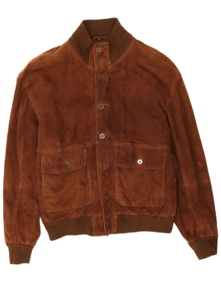 Conbipel Chaqueta Bomber De Ante Para Hombre IT 48 Cuero Marrón Medio