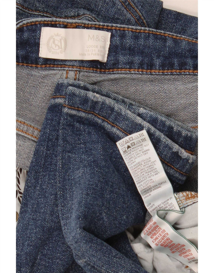 Marks & Spencer Jeans Sueltos para Hombre W38 L31 Algodón Azul Marino