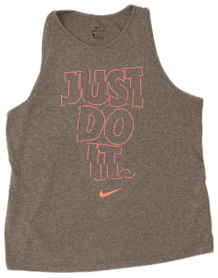 Nike Dri Fit Graphic Vest Top para mujer UK 16 Grande Gris Poliéster