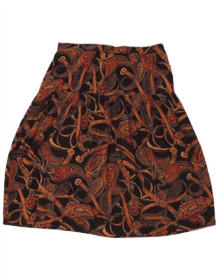 VINTAGE Falda acampanada para mujer W30 Paisley negro medio
