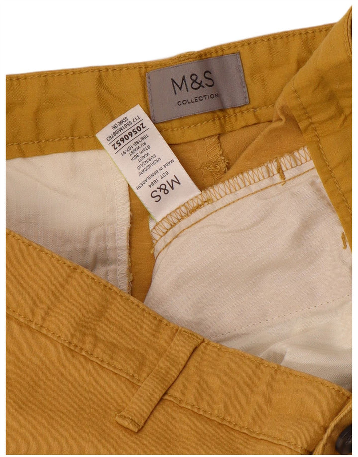 Marks & Spencer Pantalones cortos chinos para hombre W36 Algodón amarillo grande