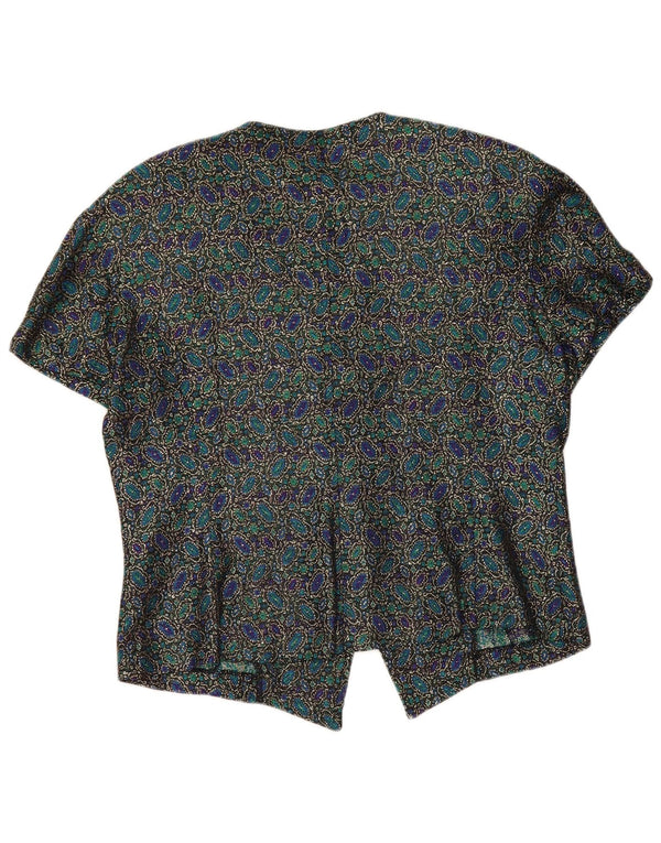 Andrea Mare Blusa corta de manga corta para mujer UK 44 Grande Multicolor
