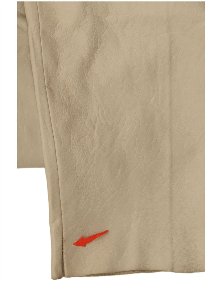 VINTAGE Pantalones de cuero cónicos para mujer W26 L30 Beige