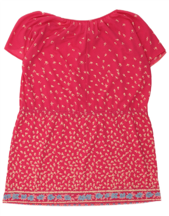 Vintage mujer túnica vestido EU 42 poliéster floral rosa grande