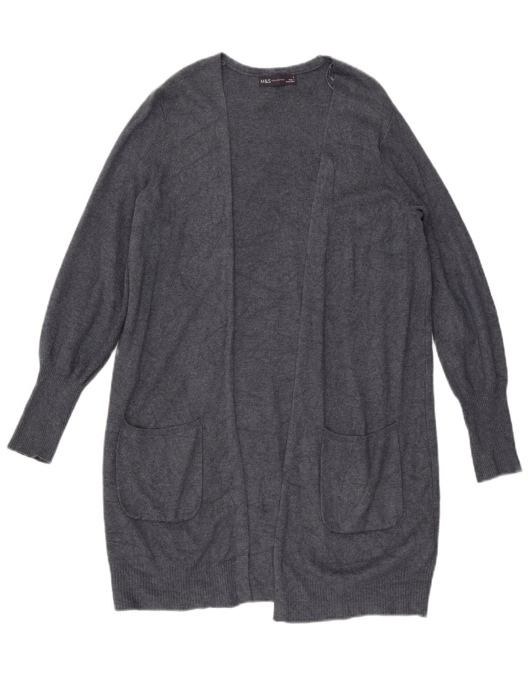 Marks & Spencer Suéter Cárdigan Abierto Largo para Mujer UK 10 Small Grey