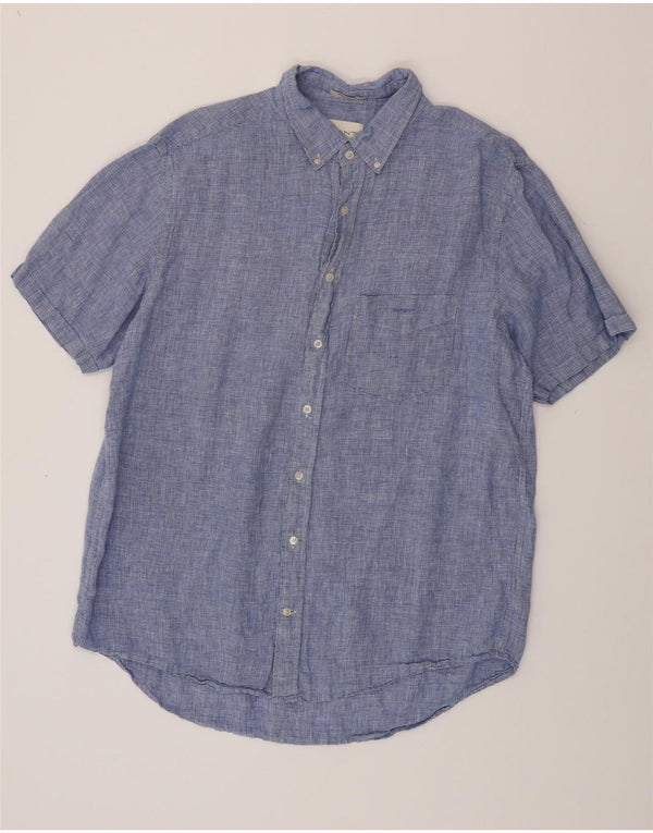 GANT Camisa Regular Fit De Manga Corta Para Hombre Talla 45/46 2XL Pata De Gallo Azul