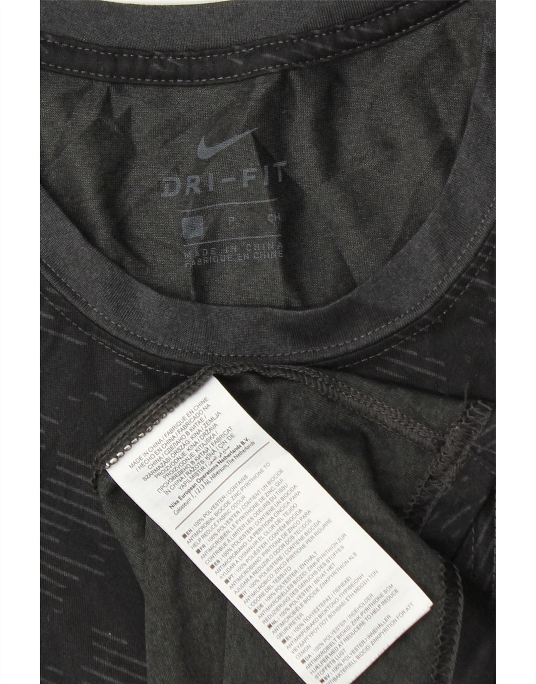 Nike Camiseta Dri Fit para hombre Top Small Negro Camuflaje Poliéster