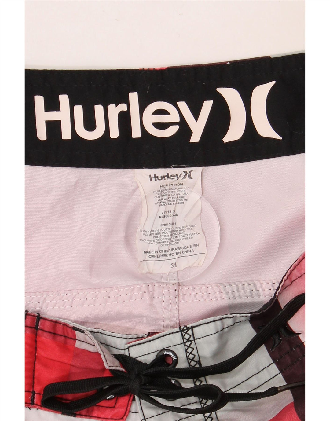 HURLEY Bañador Hombre Mediano Cuadros Rojos Poliéster
