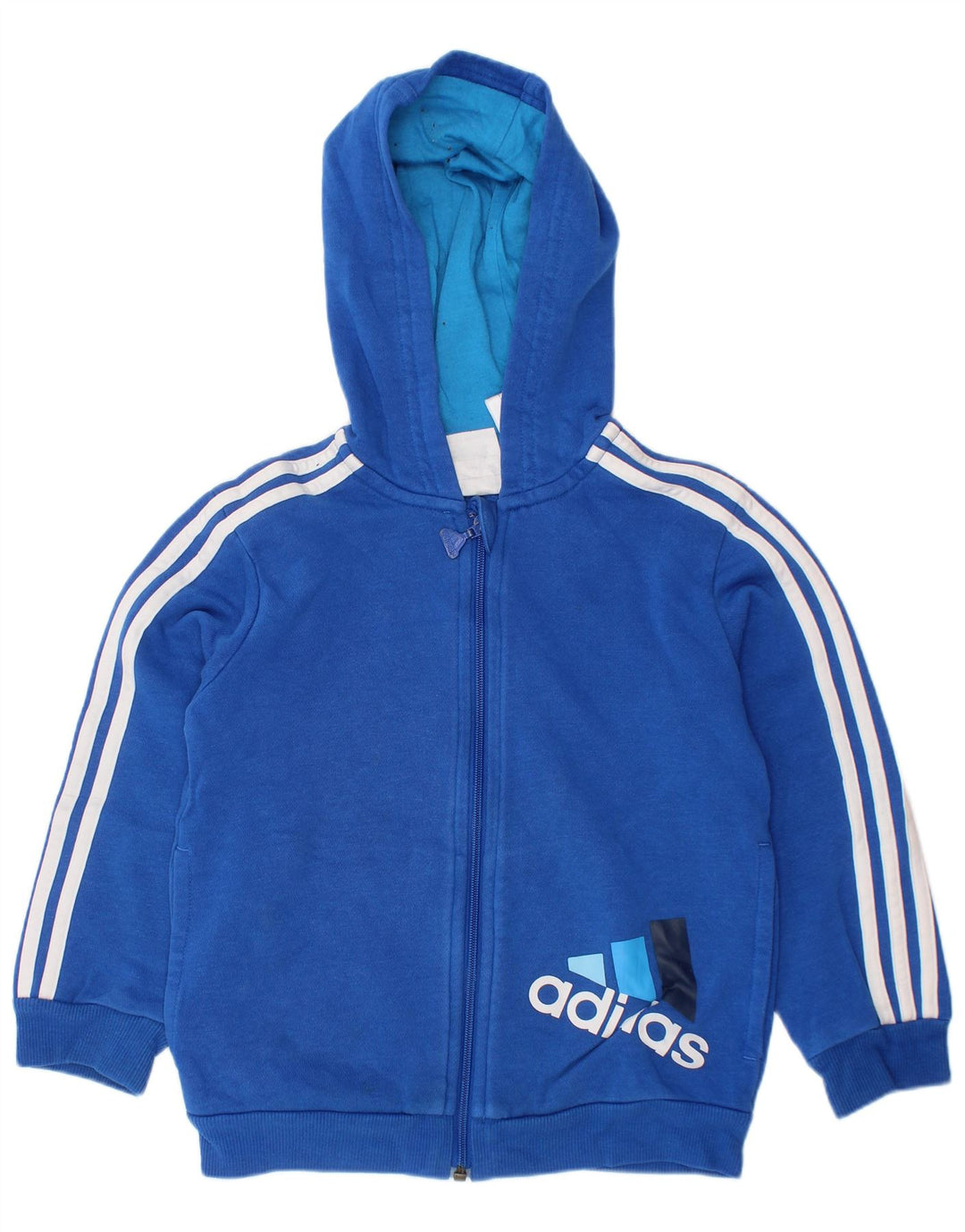 ADIDAS Sudadera con capucha y cremallera gráfica para niños 3-4 años Algodón azul