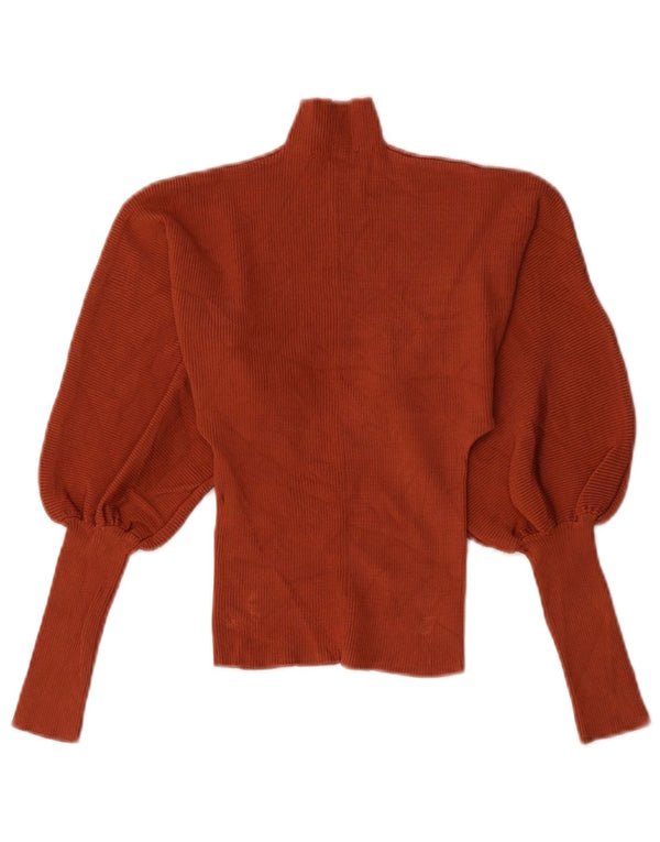 Zara Mujer Crop Turtle Neck Jumper Sweater UK 8 Small Naranja Viscosa