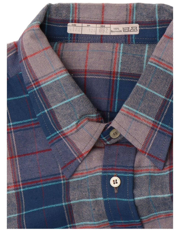 Camisa de franela vintage para hombre talla 41 algodón a cuadros azul grande