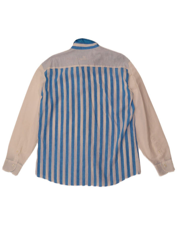 Camisa Hombre Caporiccio XL Lino Rayas Azul