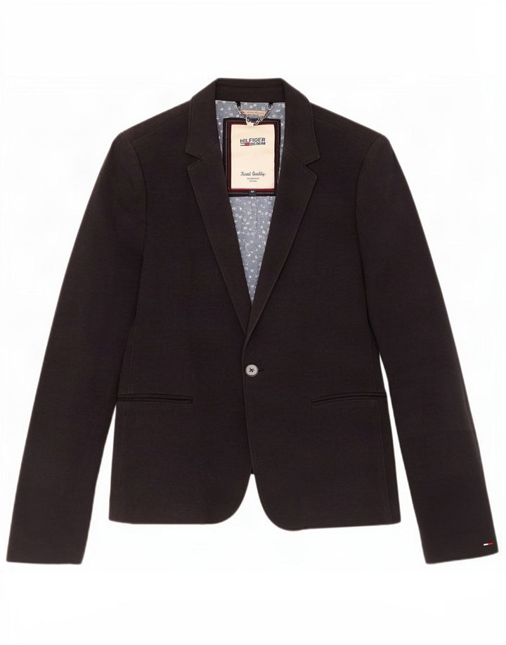 Tommy Hilfiger Chaqueta tipo blazer con 1 botón para mujer Reino Unido 12 Algodón azul marino mediano