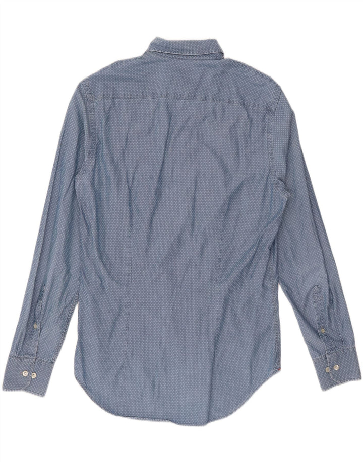 FRED PERRY Camisa ajustada para hombre Algodón azul medio Argyle/Diamond