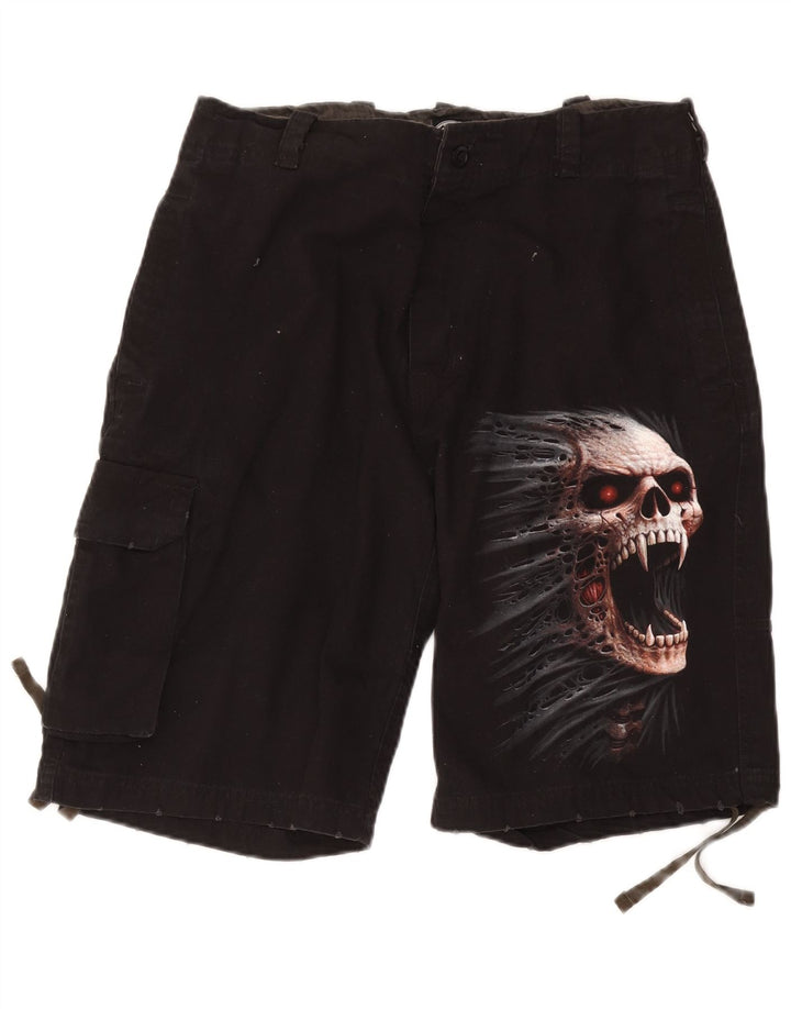 Pantalones Cortos Cargo Con Gráficos Espiral Para Hombre Mediano W36 Algodón Negro Gótico