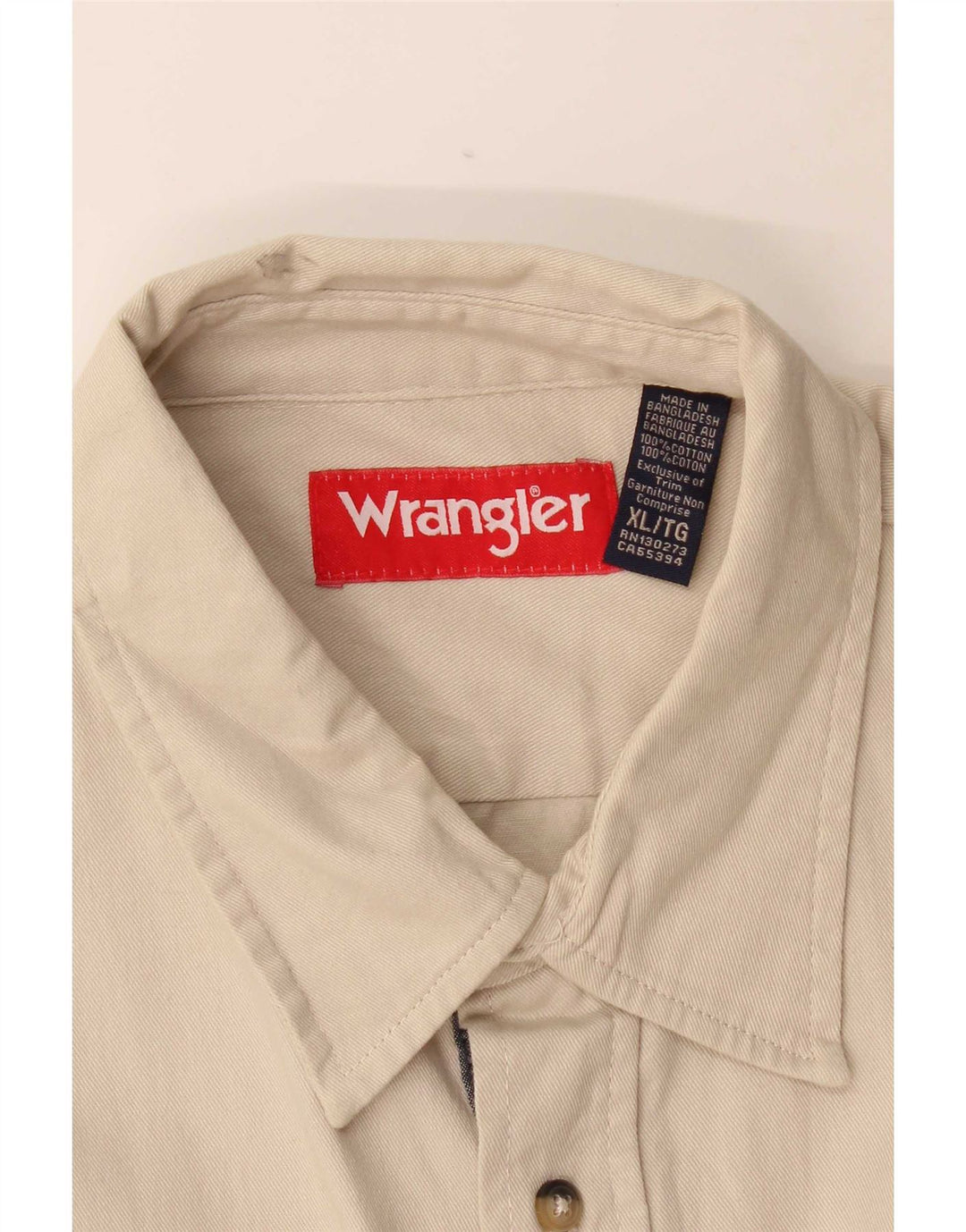 Camisa Wrangler Hombre XL Algodón Beige