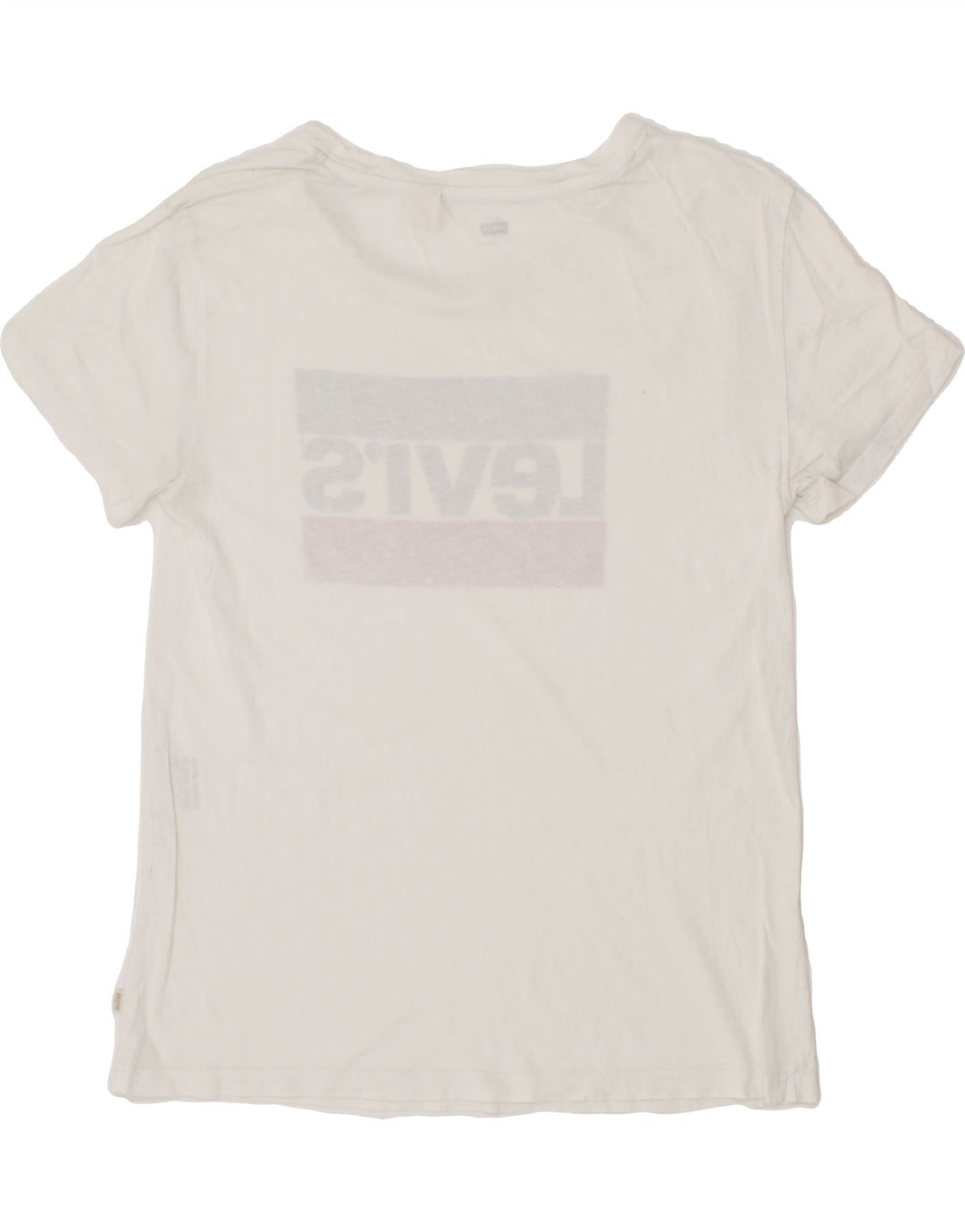LEVI'S Womens Graphic T-Shirt Top UK 12 Medium White Vintage Levi's and Second-Hand Levi's from Messina Hembry 