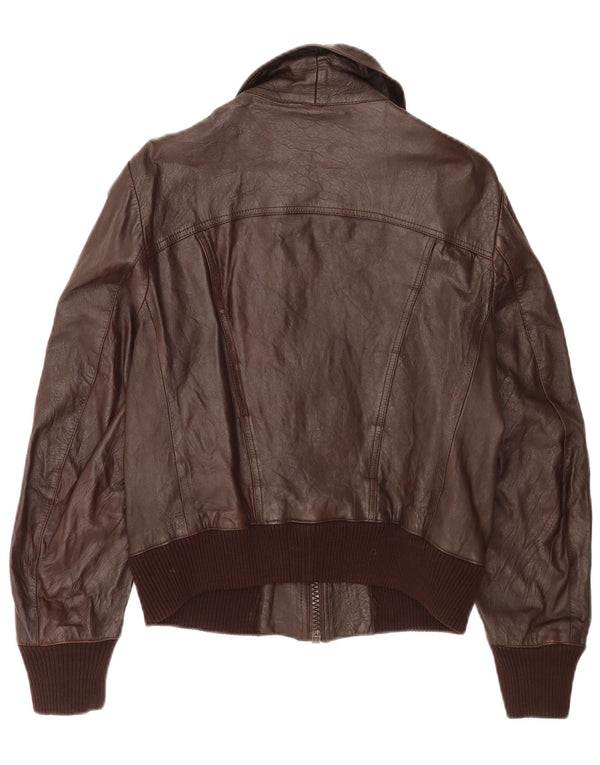 Vintage mujer bombardero chaqueta de cuero IT 48 XL cuero marrón