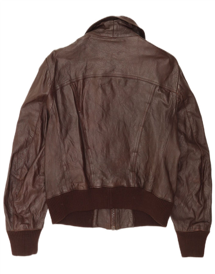 Vintage mujer bombardero chaqueta de cuero IT 48 XL cuero marrón