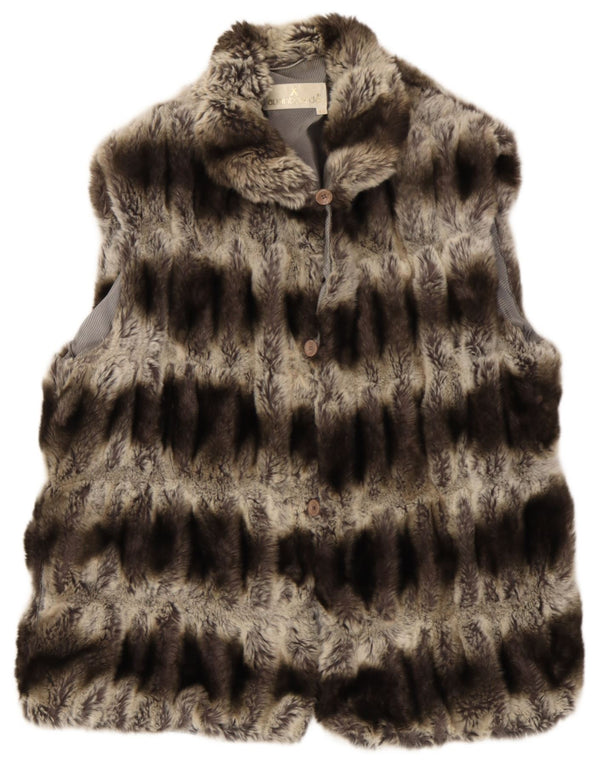 Chaleco de piel sintética Avant Garde para mujer IT 48 XL Gris Animal Print Acrílico