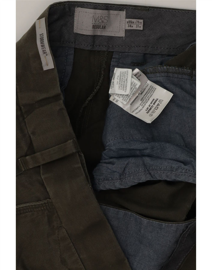 MARKS & SPENCER Pantalones chinos de corte regular para hombre W34 L29 Algodón caqui
