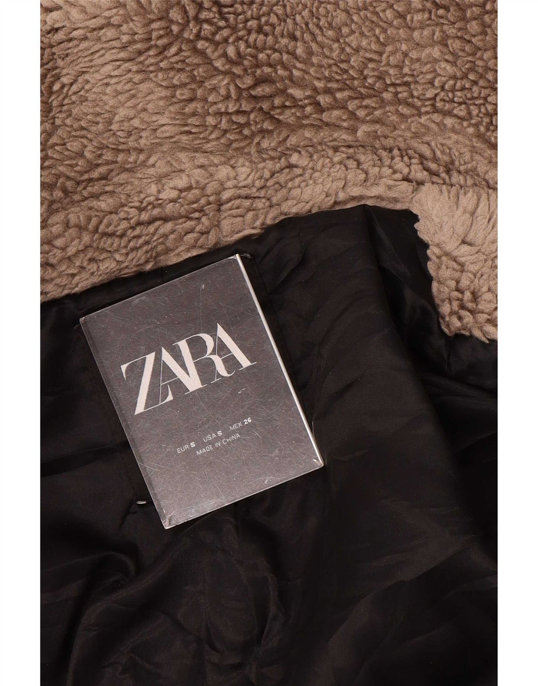 Zara Mujer Abrigo Extragrande De Piel Sintética Reino Unido 10 Pequeño Marrón