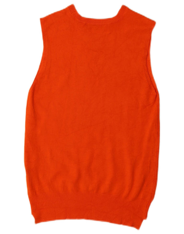 Zara Mujer Chaleco Camiseta Sin Mangas UK 12 Mediano Naranja