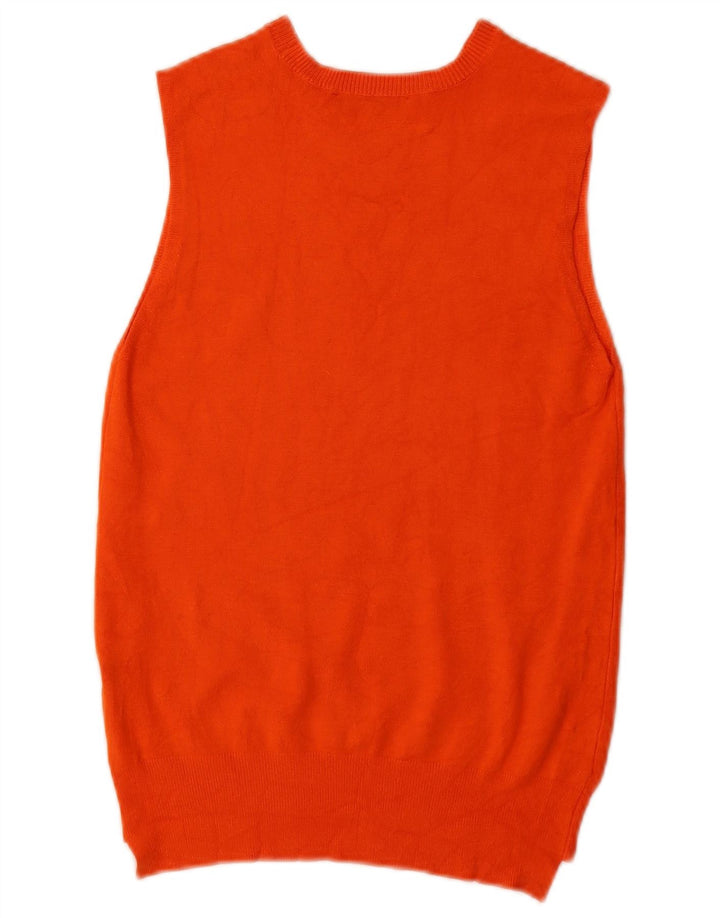 Zara Mujer Chaleco Camiseta Sin Mangas UK 12 Mediano Naranja