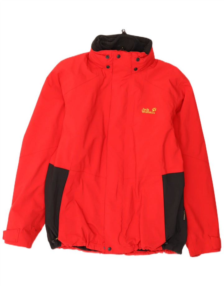 Jack Wolfskin Chaqueta impermeable para hombre ES 44/46 XL Rojo Colorblock Poliamida