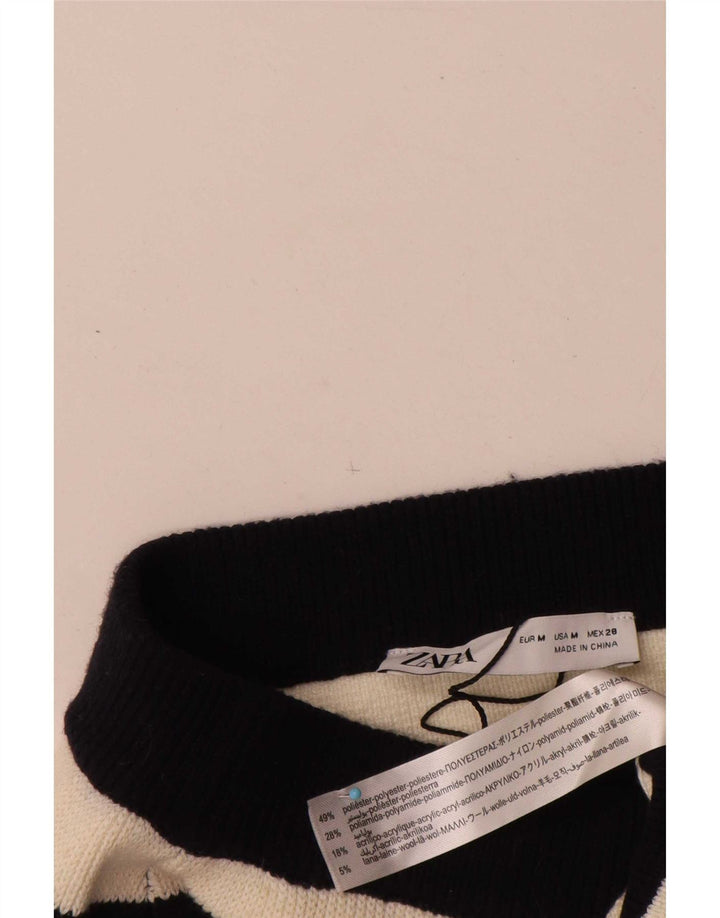 Zara Mujer Falda Lápiz De Punto Mediana W30 Poliéster A Rayas Negro