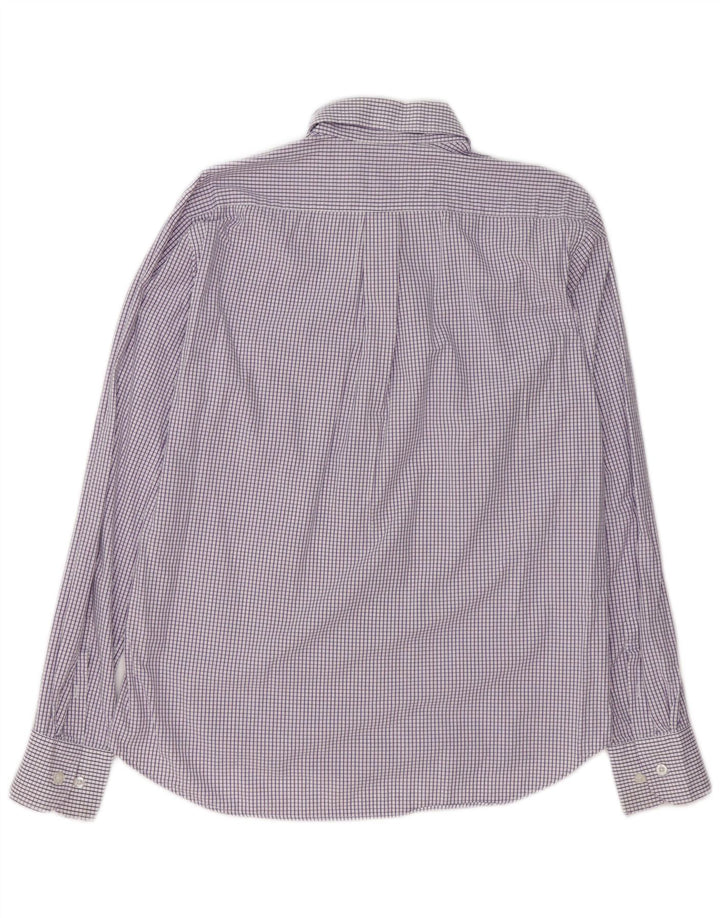 CONTE OF FLORENCE Camisa de hombre de algodón a cuadros violeta medio