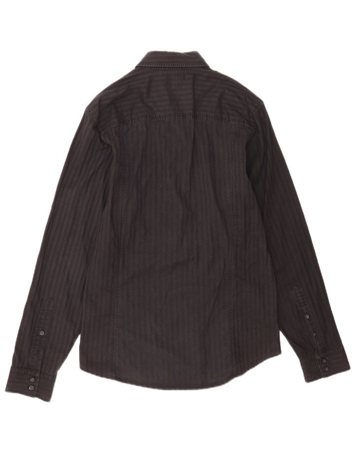 Camisa Calvin Klein Jeans Hombre Algodón Rayas Negra Mediana
