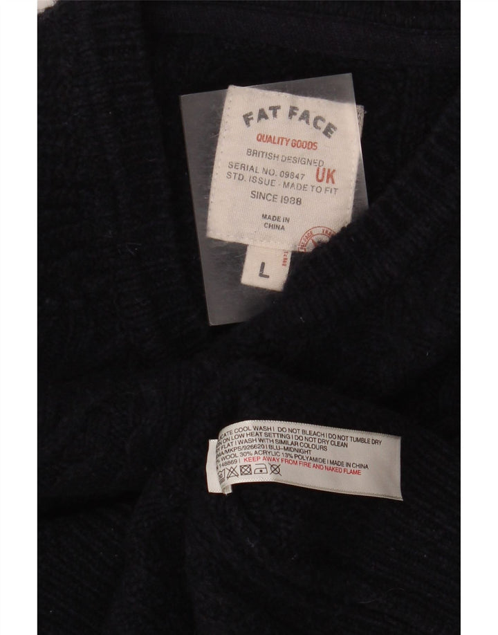 Jersey tipo jersey con cuello redondo para hombre de Fat Face, talla grande, de lana azul marino