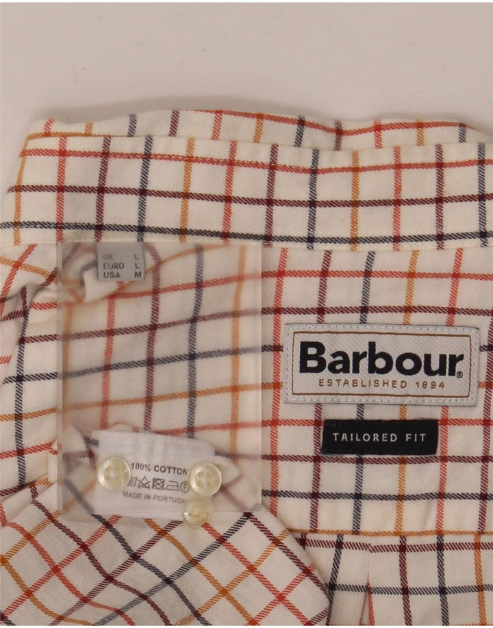 Barbour Camisa Entallada De Algodón A Cuadros Blanco Grande Para Hombre