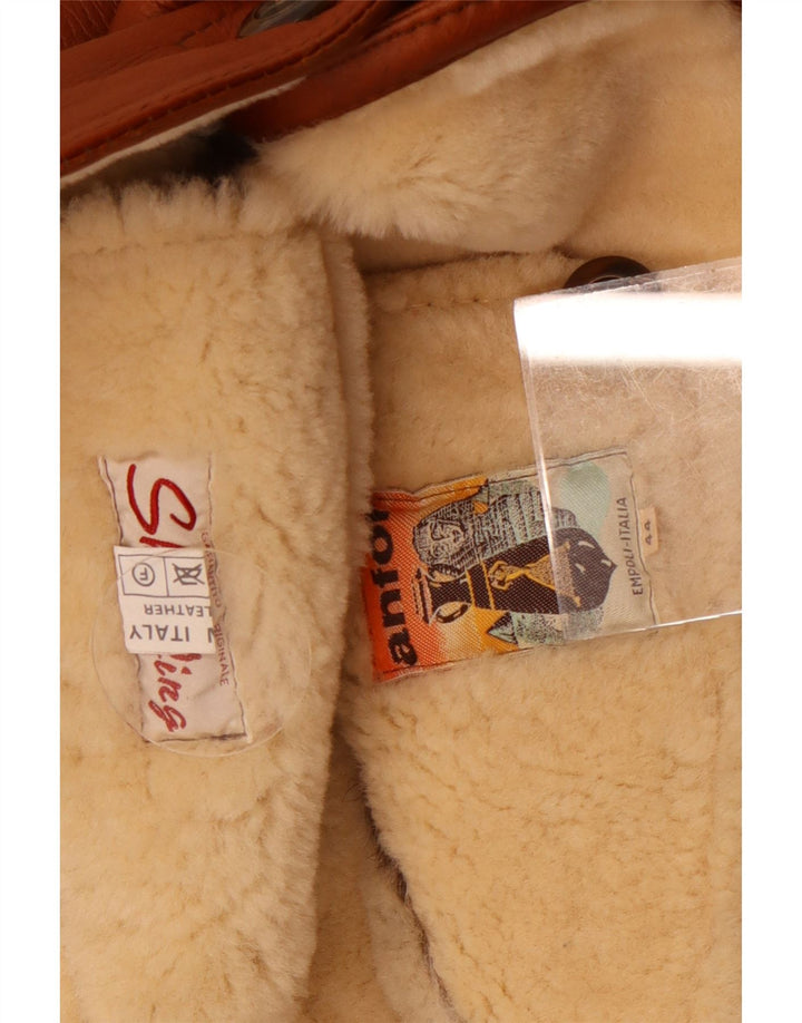 Anfor Chaqueta Holgada De Piel De Oveja Para Mujer IT 44 Piel De Oveja Marrón Medio