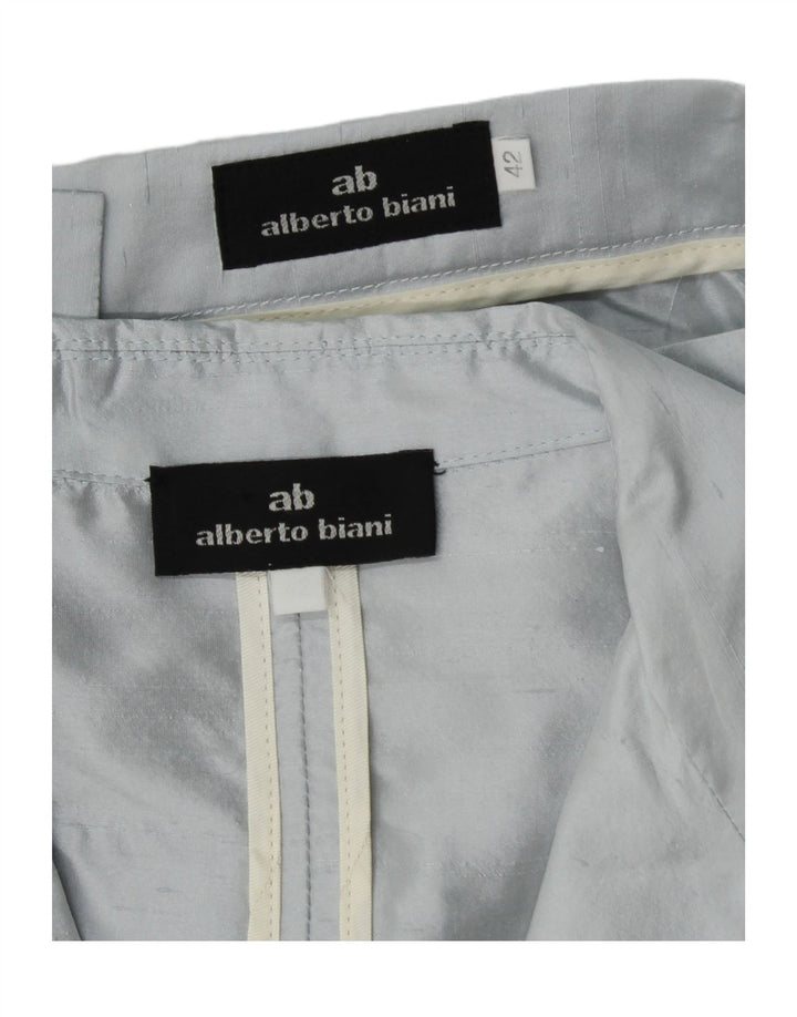 Alberto Biani Conjunto de falda de 2 piezas con 3 botones para mujer IT 42 Medium W26 Seda azul