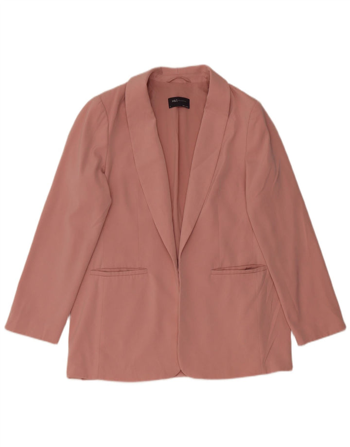 Marks & Spencer Chaqueta tipo blazer abierta para mujer UK 44 Grande Poliéster rosa