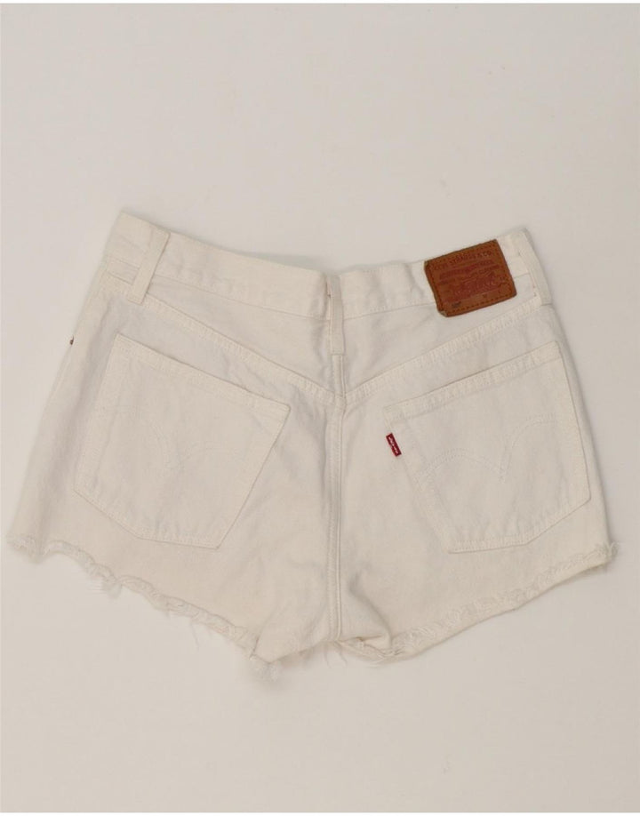 LEVI'S Womens Distressed Denim Shorts W27 Small White Cotton Vintage Levi's and Second-Hand Levi's from Messina Hembry 