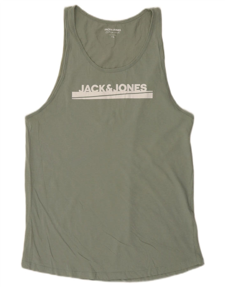 Jack & Jones Hombre Graphic Vest Top Large Algodón Verde