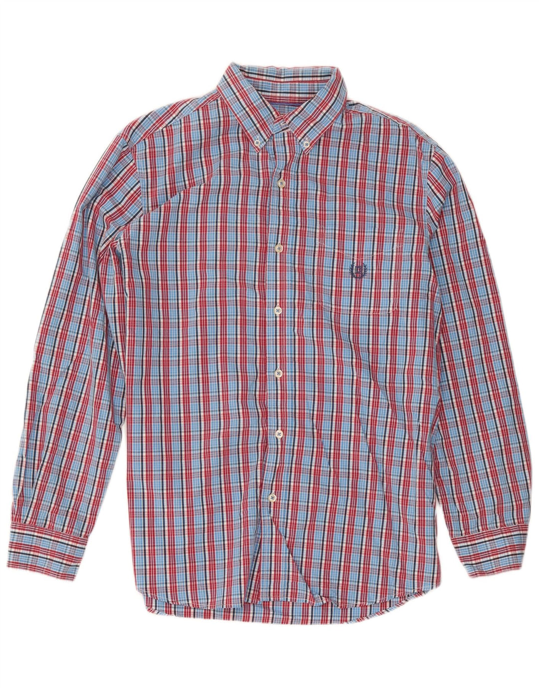 Camisa Chaps Hombre Algodón Cuadros Azul Medio