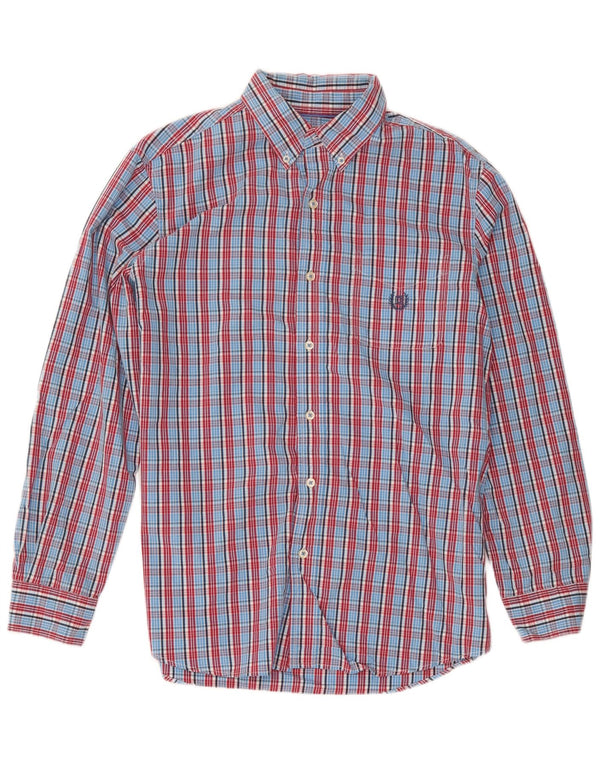 Camisa Chaps Hombre Algodón Cuadros Azul Medio