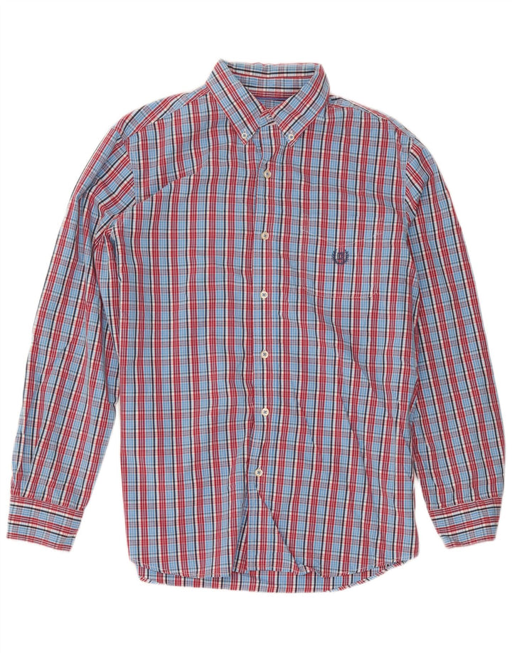 Camisa Chaps Hombre Algodón Cuadros Azul Medio