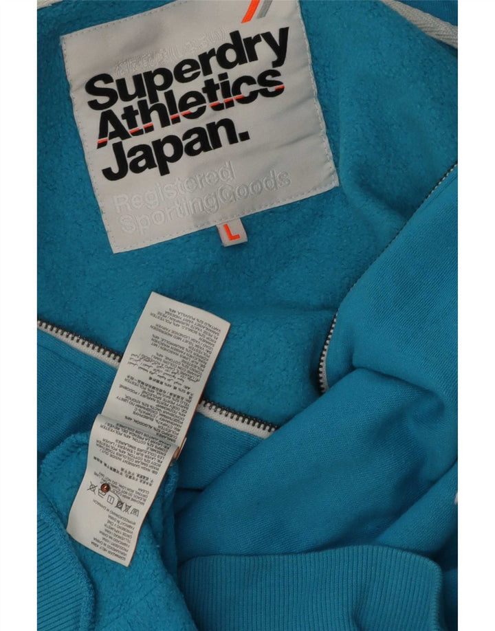 Superdry Sudadera con capucha y cremallera para hombre, talla grande, algodón azul